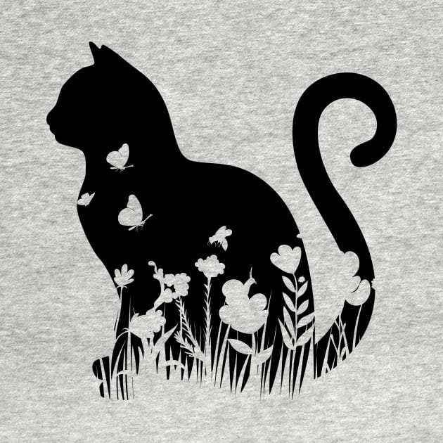 Flower Cat Silhouette Cute Kitty Cat Lover by ChrifBouglas